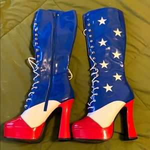 Funtasma Platform Boots Rd/white/blue size 8